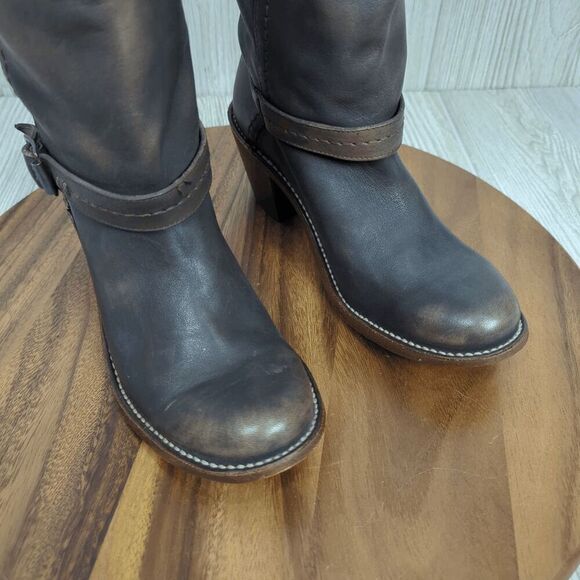Frye Women’s 9B Western Genuine Leather 3 Strap Heeled Boots Made in Mexico - Picture 8 of 16